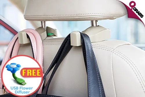 From QR29 Make your Headrest Handy with Car Headrest Hanging Hooks - FREE USB Flower Shaped Diffuser! (Up to QR133 Value)